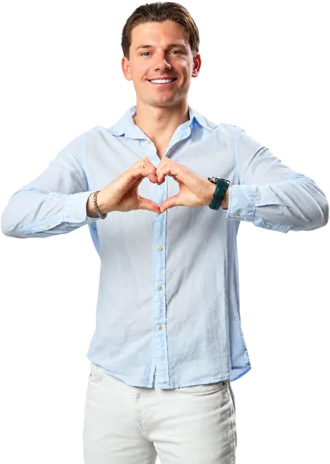 Jens met hartgebaar